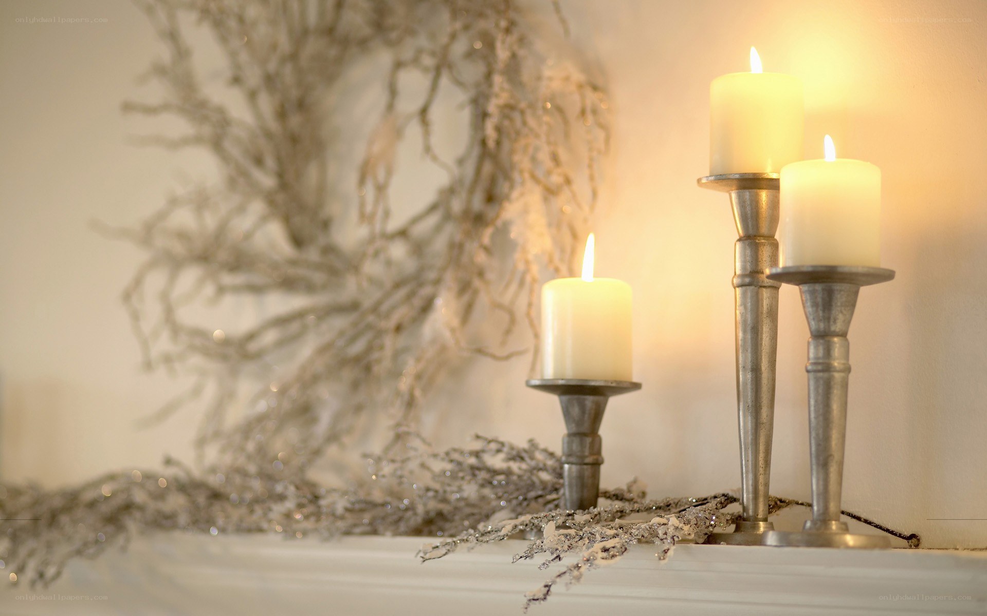 candles on a mantel