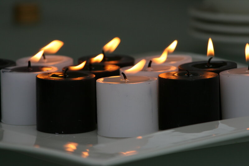 candles on a tray