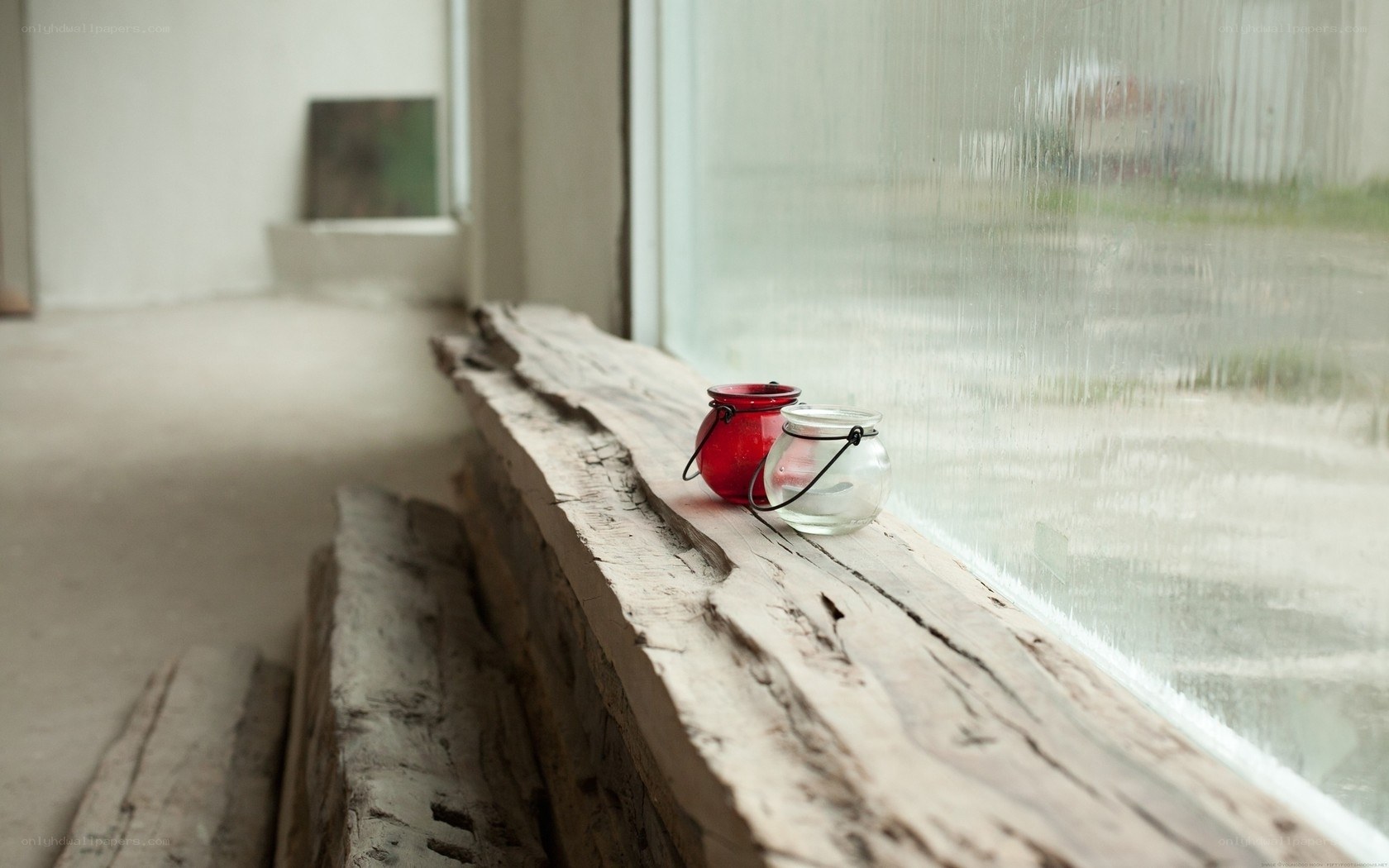 Candles on a wooden windowsill