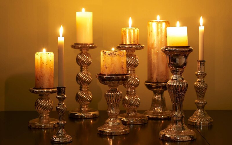 Candles on Candle Holders — Gold