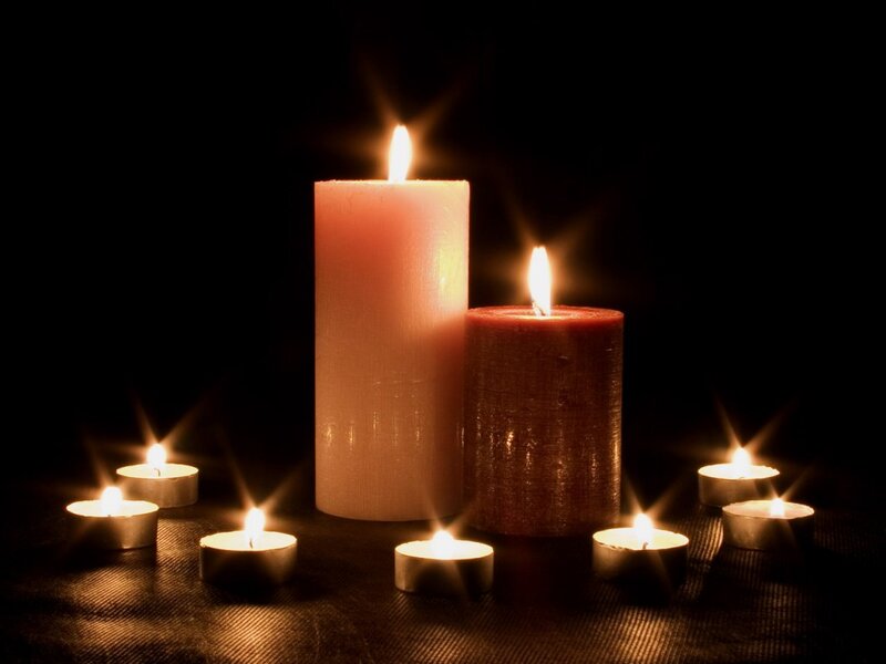 Candles on Dark Surface — Black, Calm, Night