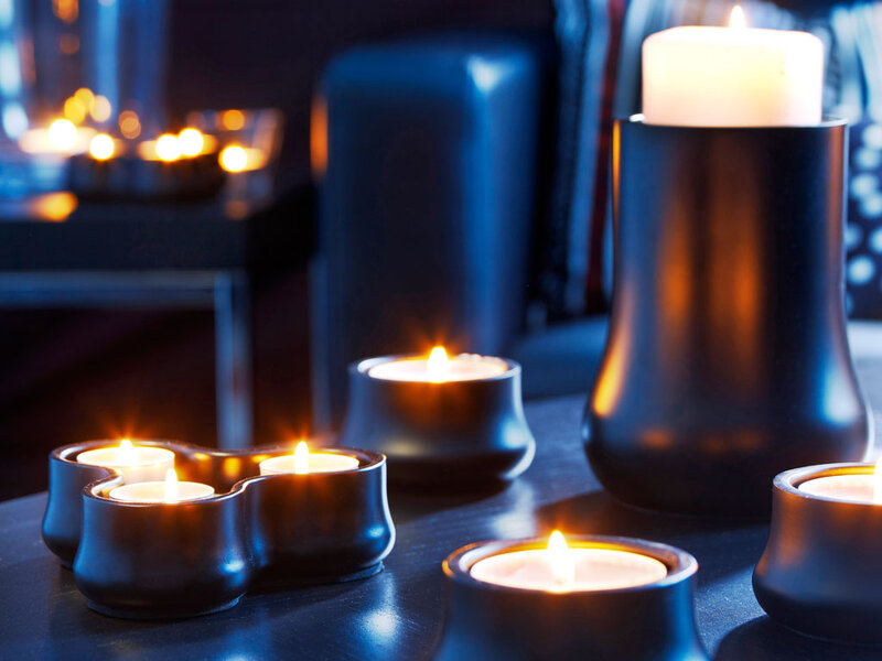 Candles on Dark Surface — Black, Calm