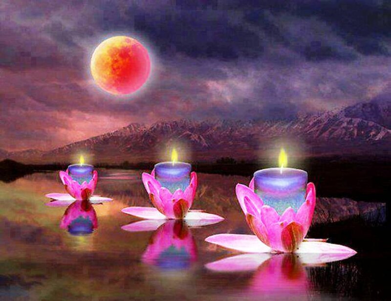 Candles on Lotus Flowers