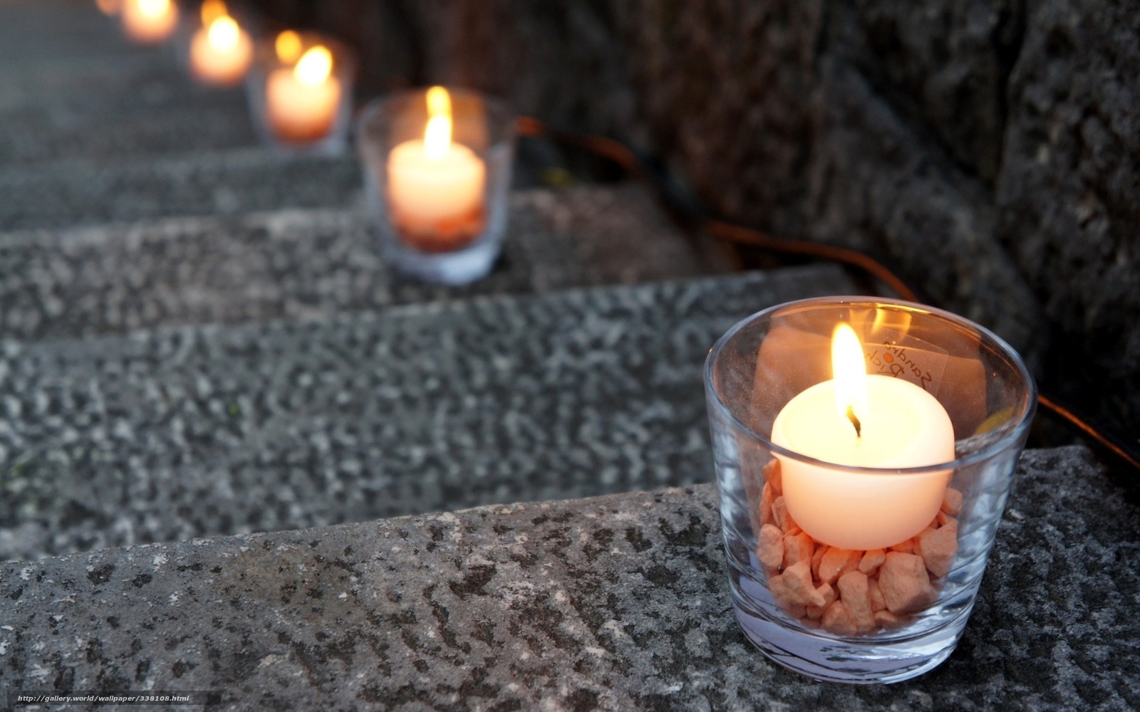 Candles on stone steps