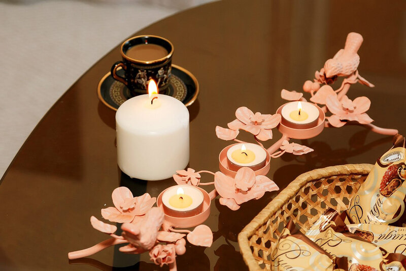 Candles on Table — Brown
