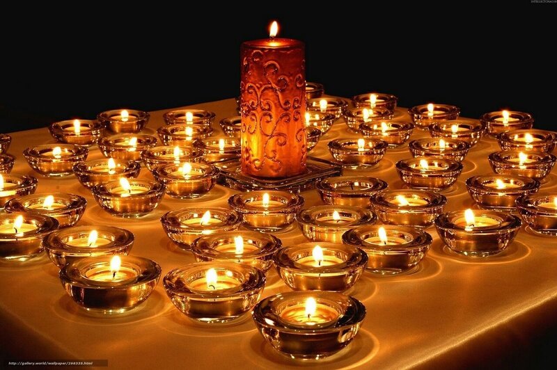 Candles on Table — Gold