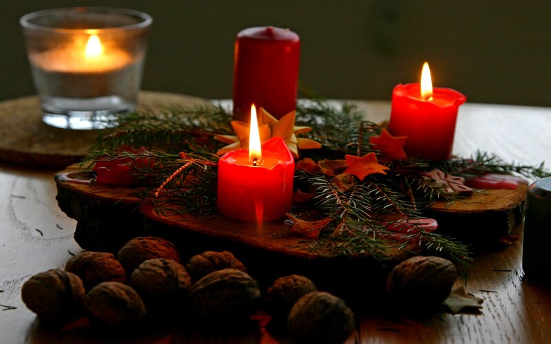 Candles on Wooden Platters