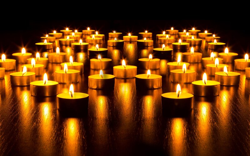 Candles on Wooden Surface