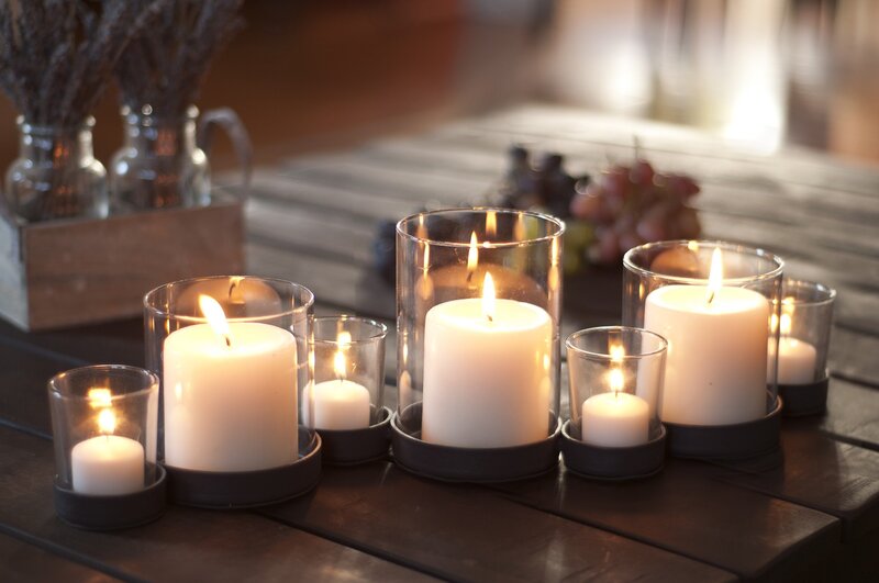 Candles on Wooden Table — Brown