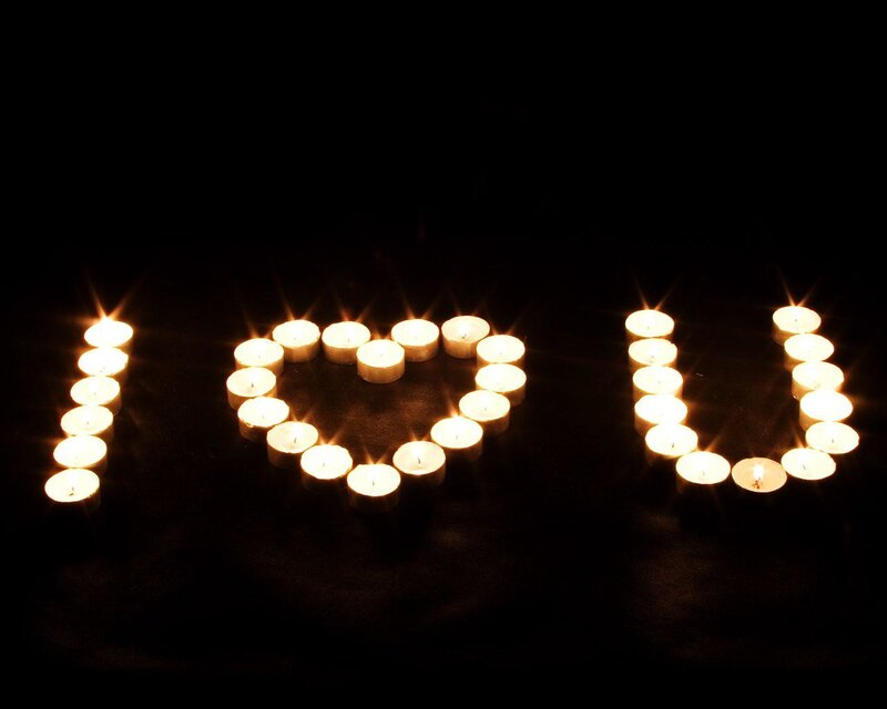 candles spelling I love you