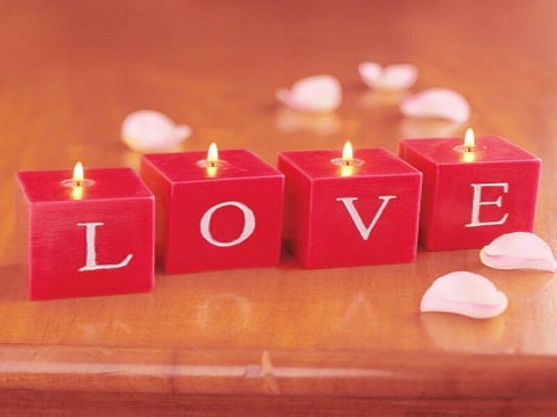 Candles Spelling Love — Red