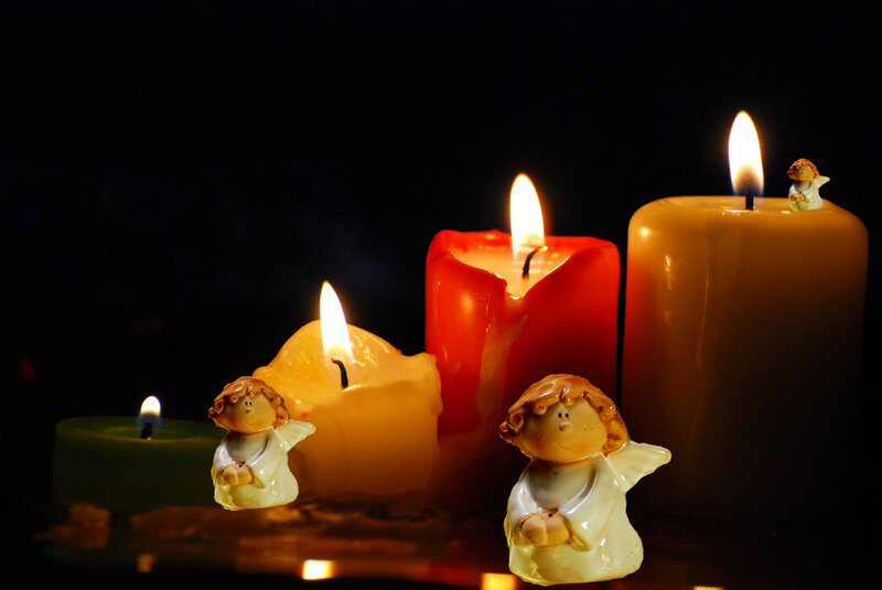 Candles with Angel Figurines