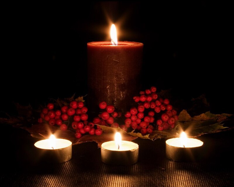 candles with berries