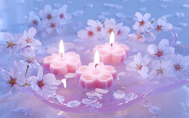 Candles with Cherry Blossoms