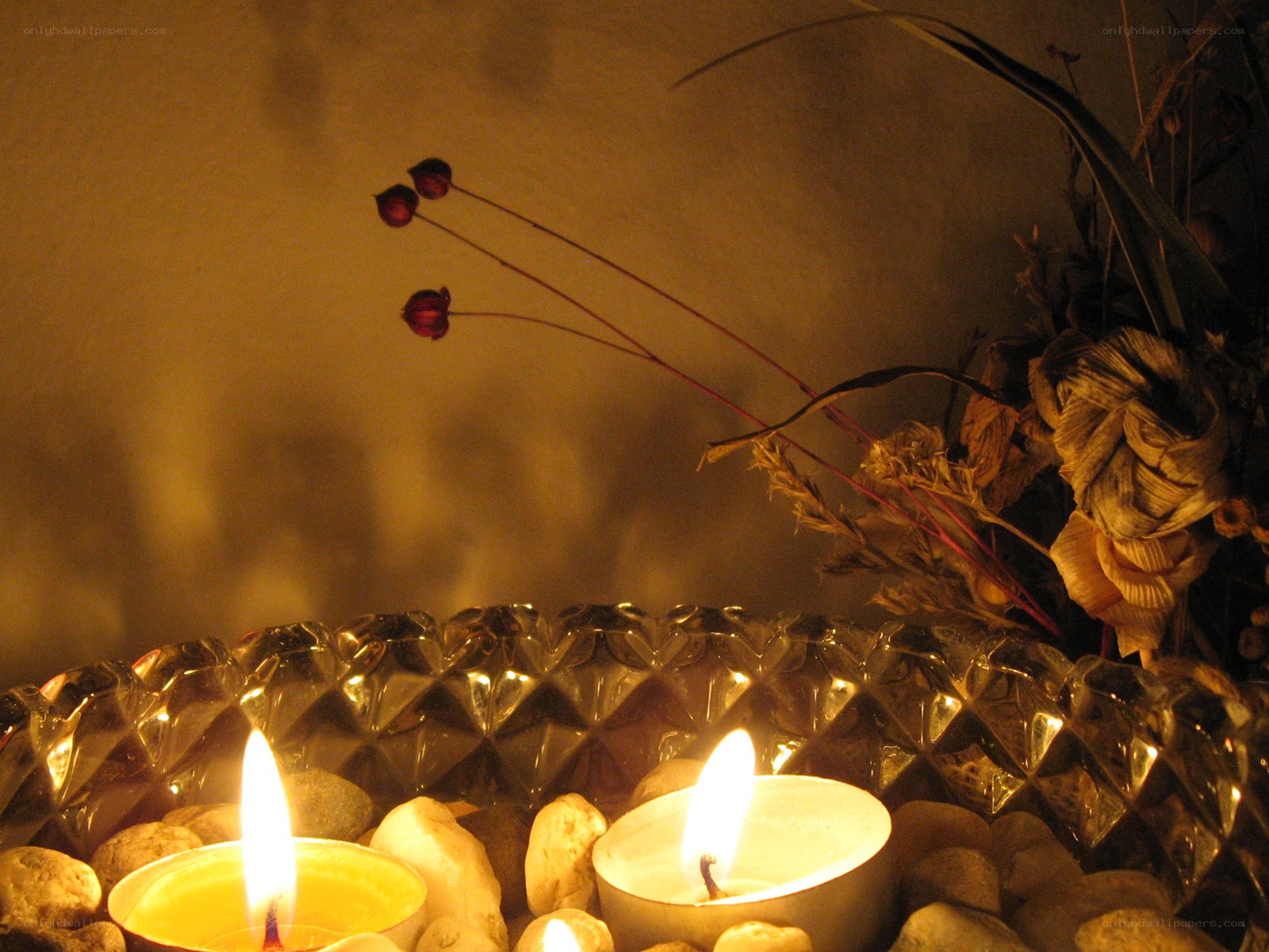Candles with dried flowers
