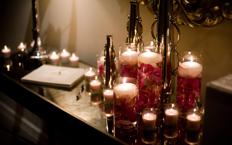 Candles with Flower Petals — White