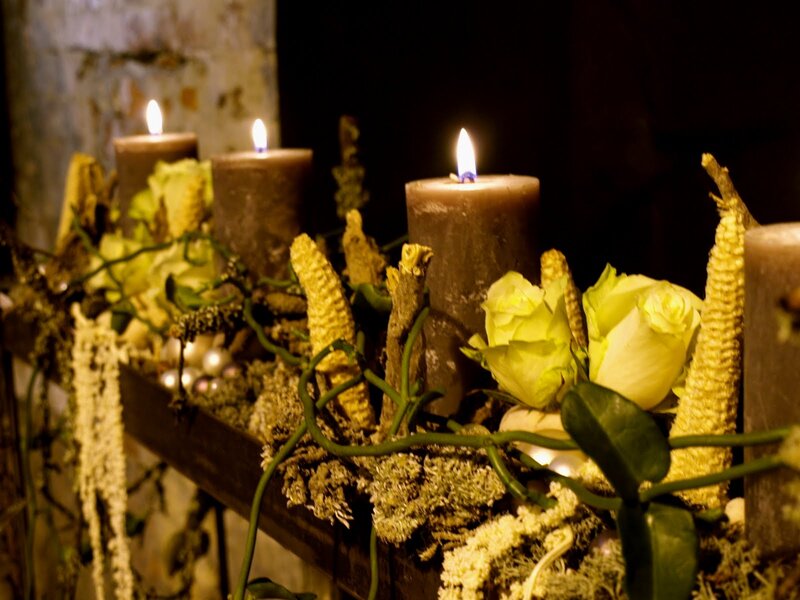 Candles with Flowers and Corn
