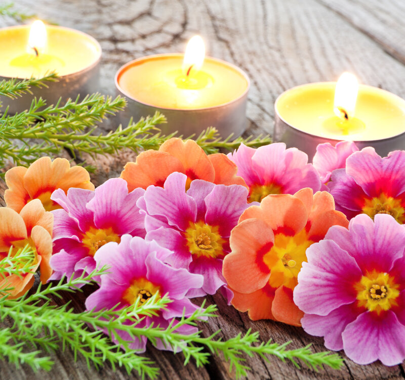 Candles with Flowers — Pink, Calm