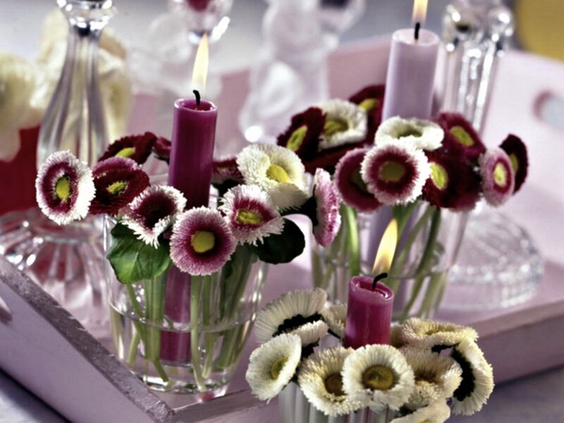 Candles with Flowers — Purple, Calm