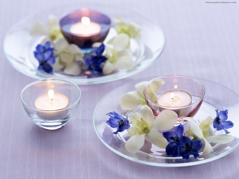 Candles with Flowers — Purple