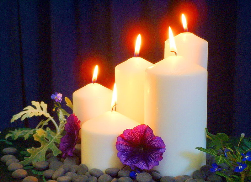 Candles with Flowers — White