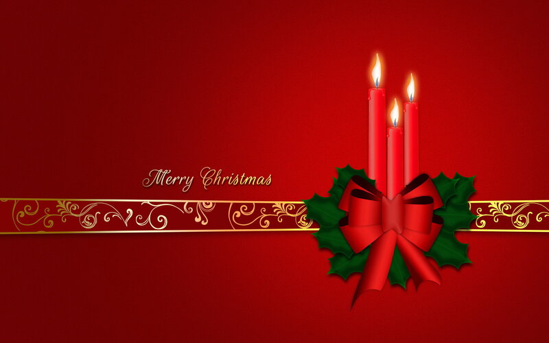 Candles with Holly Bow