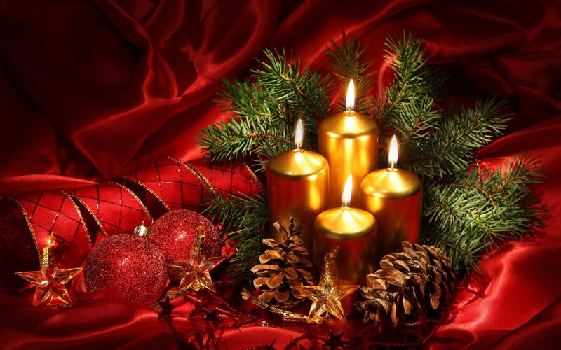 Candles with Pine Branches
