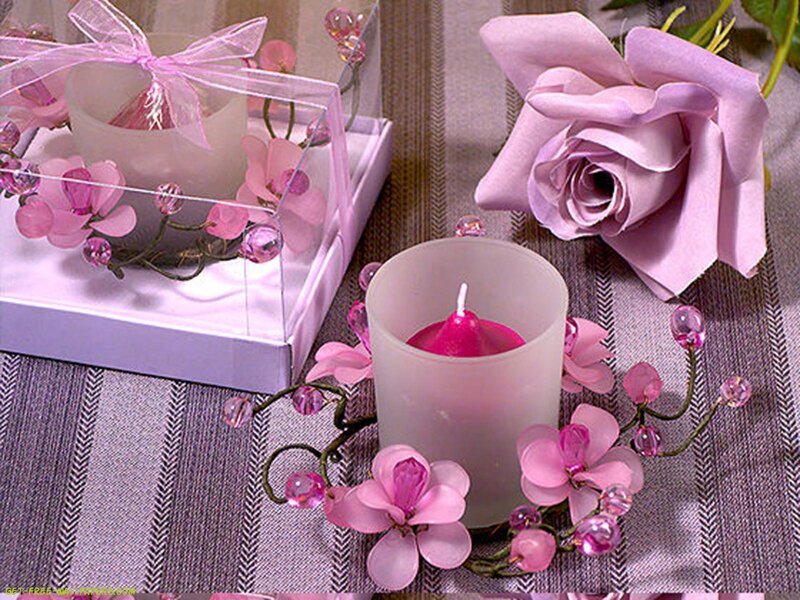 Candles with Pink Flowers