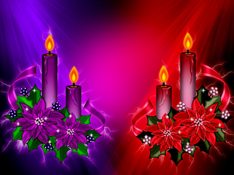 Candles with Poinsettias — Purple