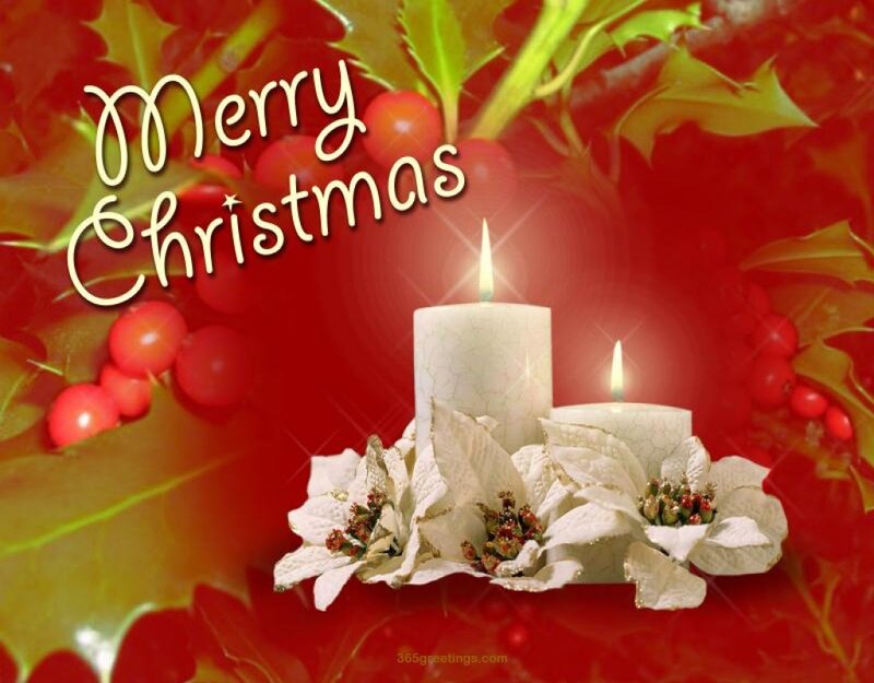 Candles with Poinsettias — Red, Festive, Winter