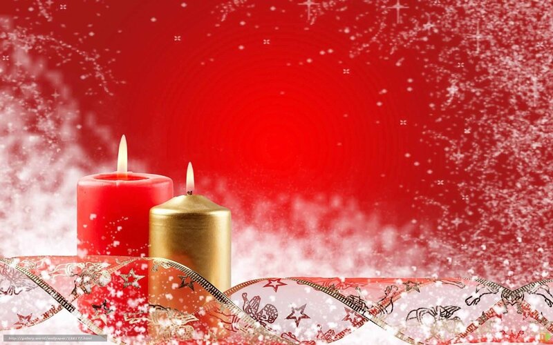 Candles with Ribbon — Red
