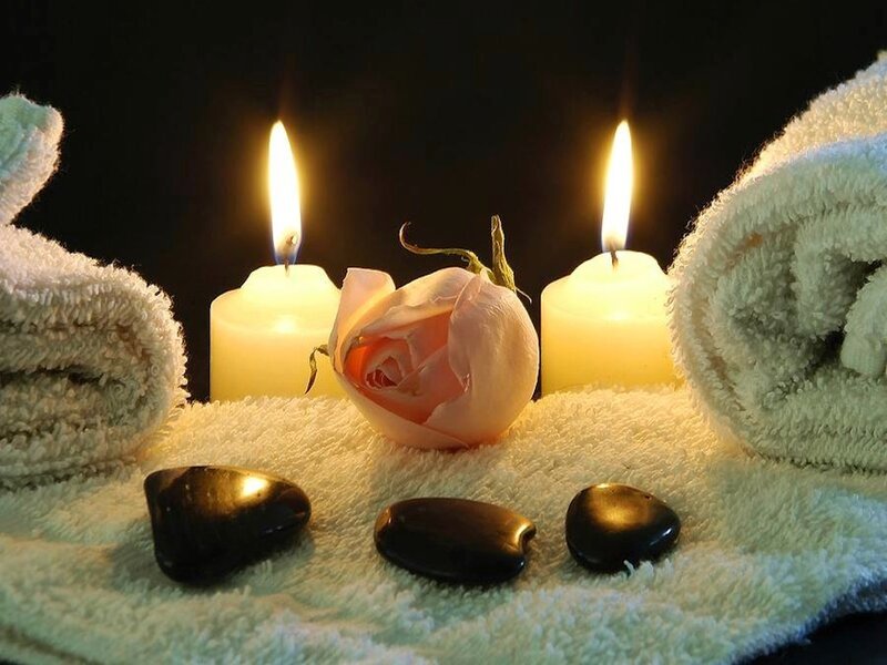 Candles with Rose and Stones