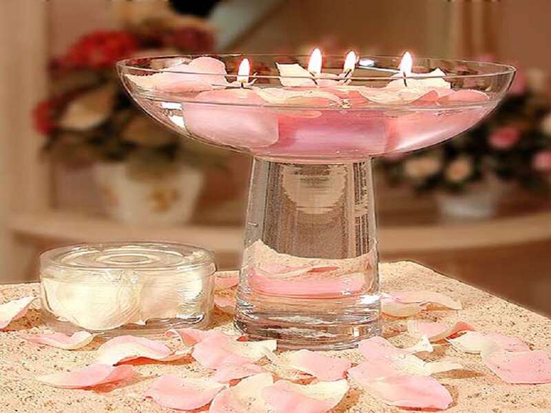 Candles with Rose Petals — Pink, Serene