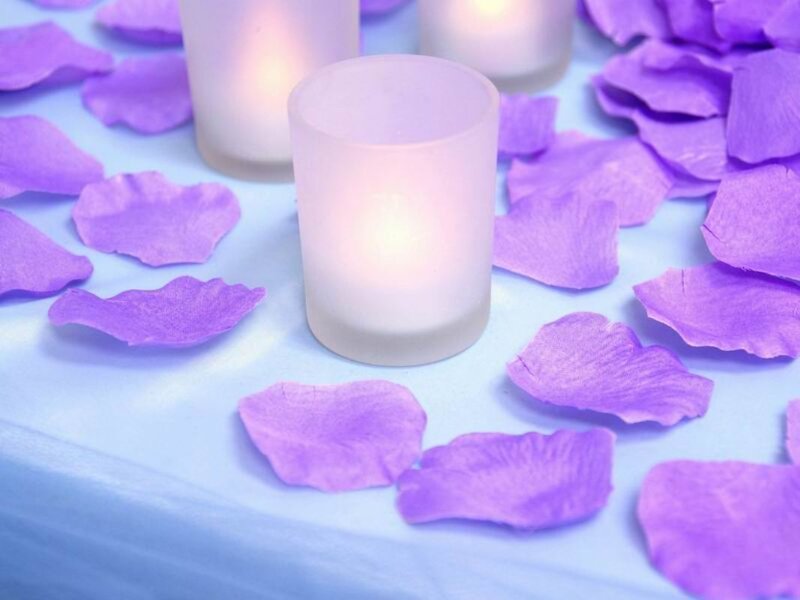 Candles with Rose Petals — Purple