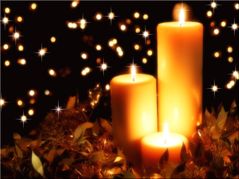 candles with starry background