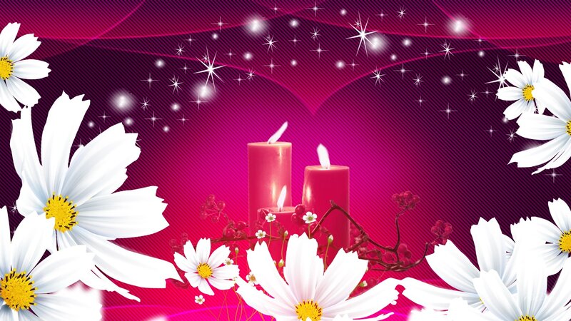 Candles with White Flowers