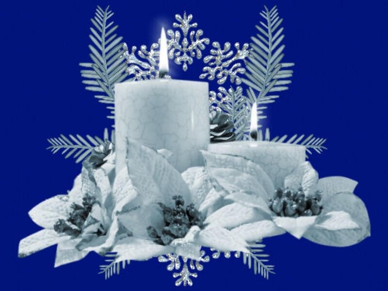 Candles with Winter Decor
