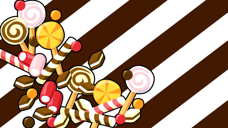 candy assortment on striped background