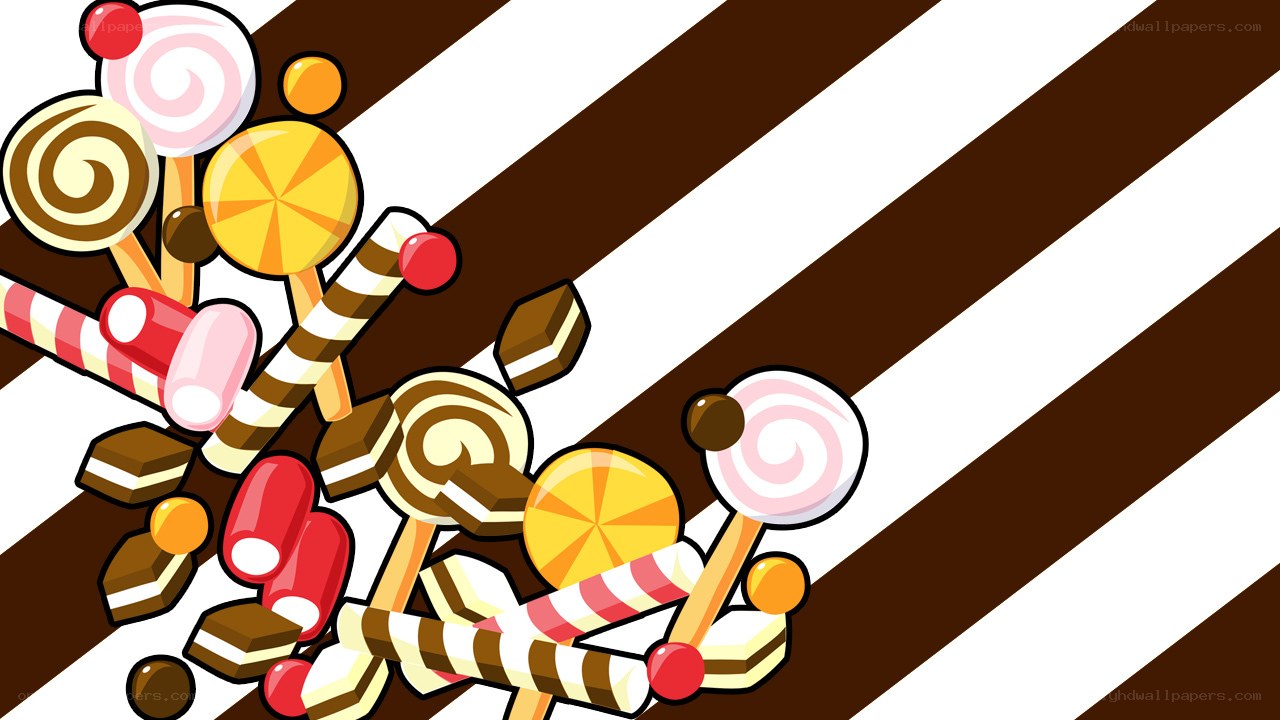 candy assortment on striped background