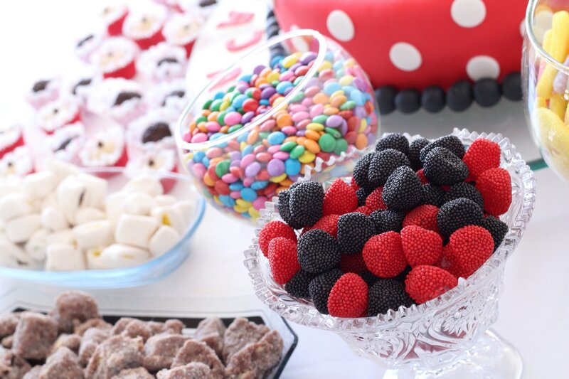 Candy buffet with colorful sweets