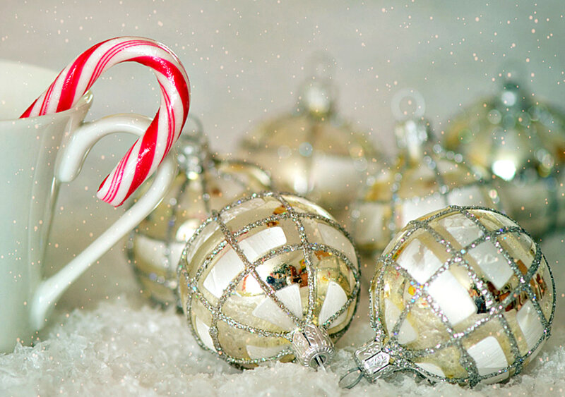 Candy Cane and Ornaments