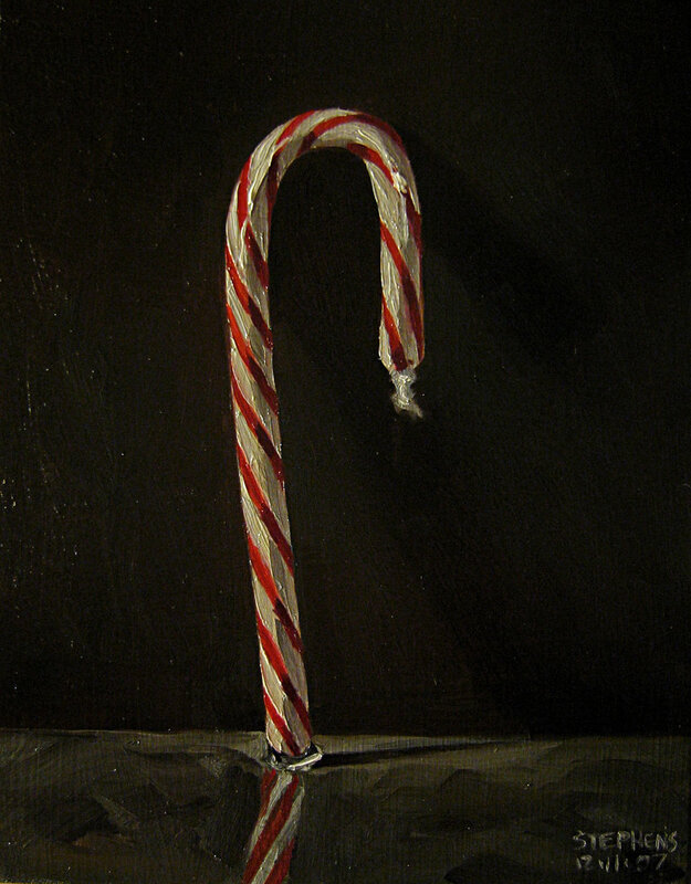 Candy cane on dark background