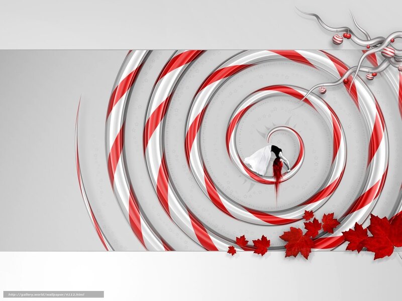 Candy cane spiral with maple leaves