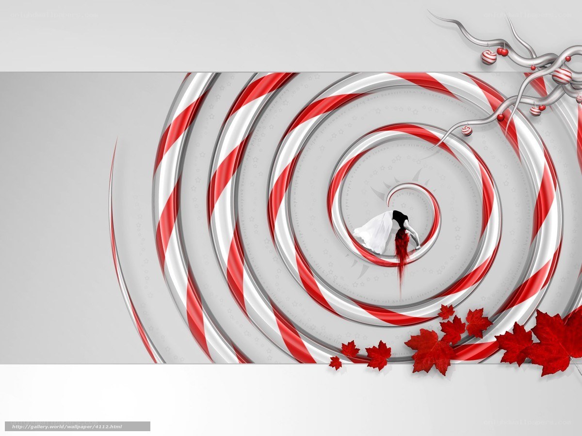Candy cane spiral with maple leaves