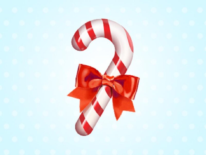 Candy Cane with Bow — Red, Festive