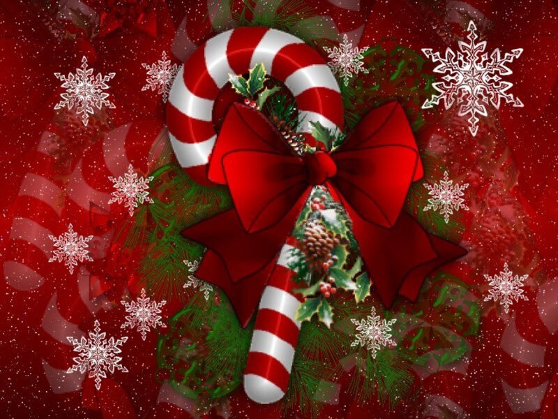 Candy Cane with Bow — Red