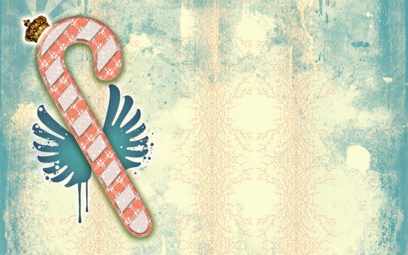 candy cane with crown and wings