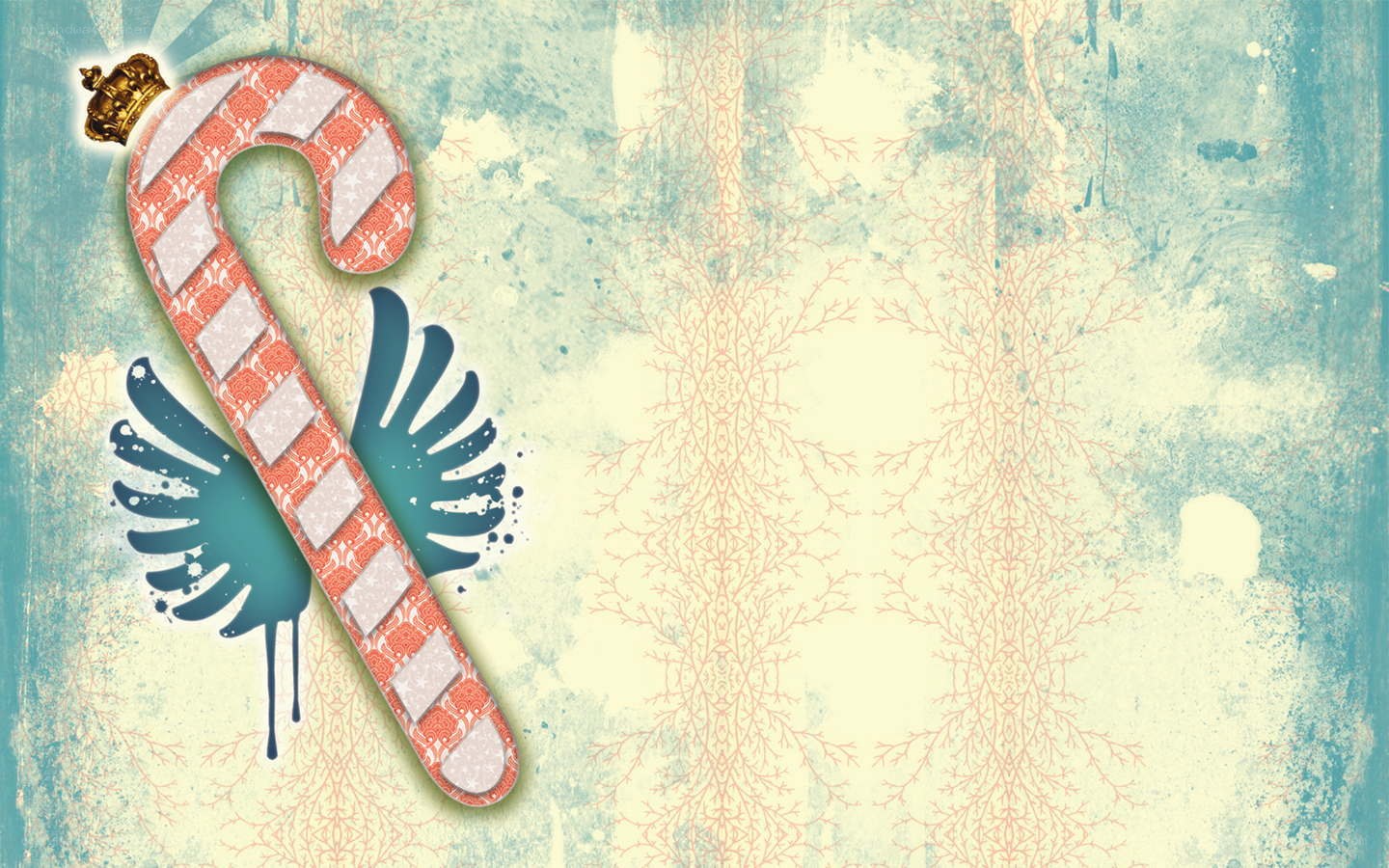 candy cane with crown and wings