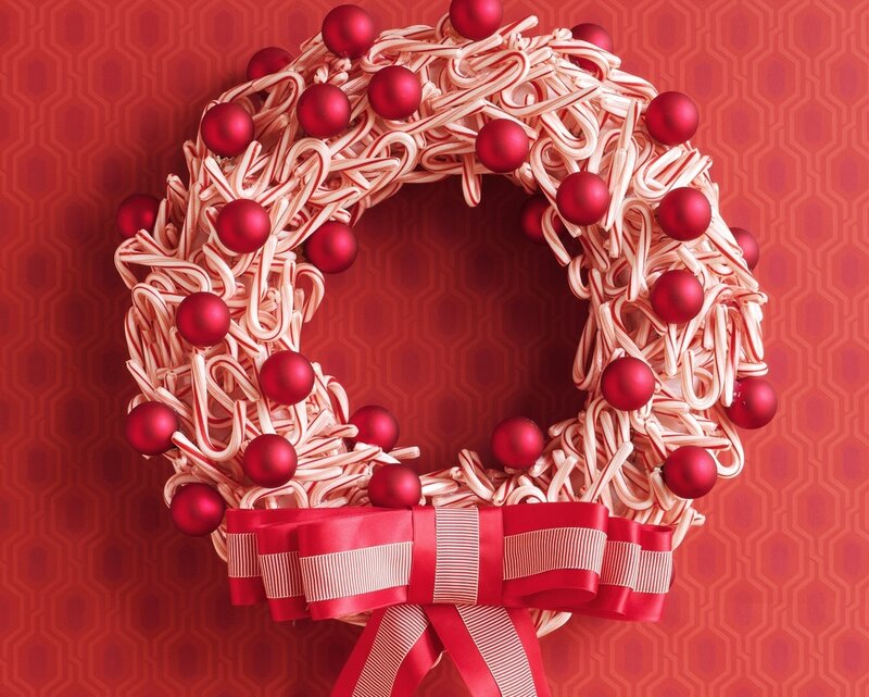 Candy Cane Wreath — Red