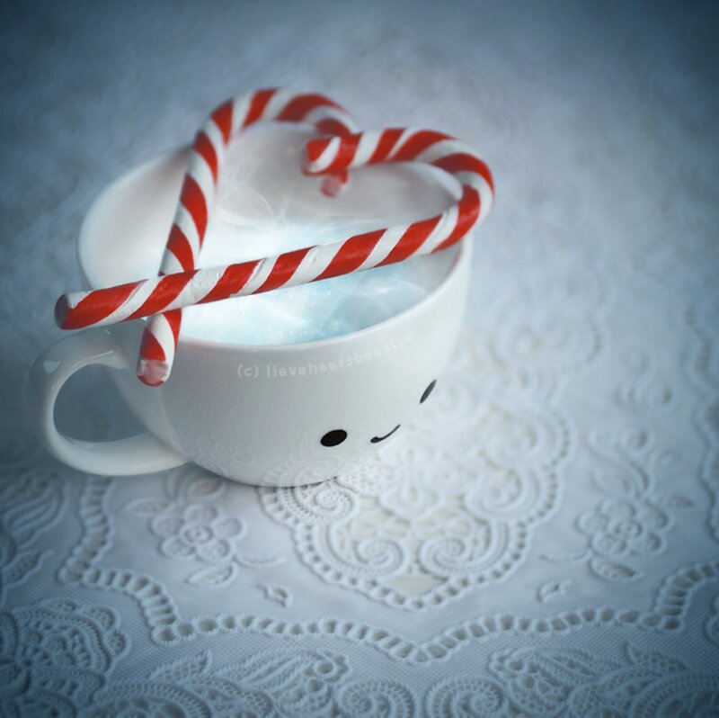 Candy Canes in Cup — White
